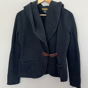 Ralph Lauren Rugby Black Hooded Sweatshirt Jacket